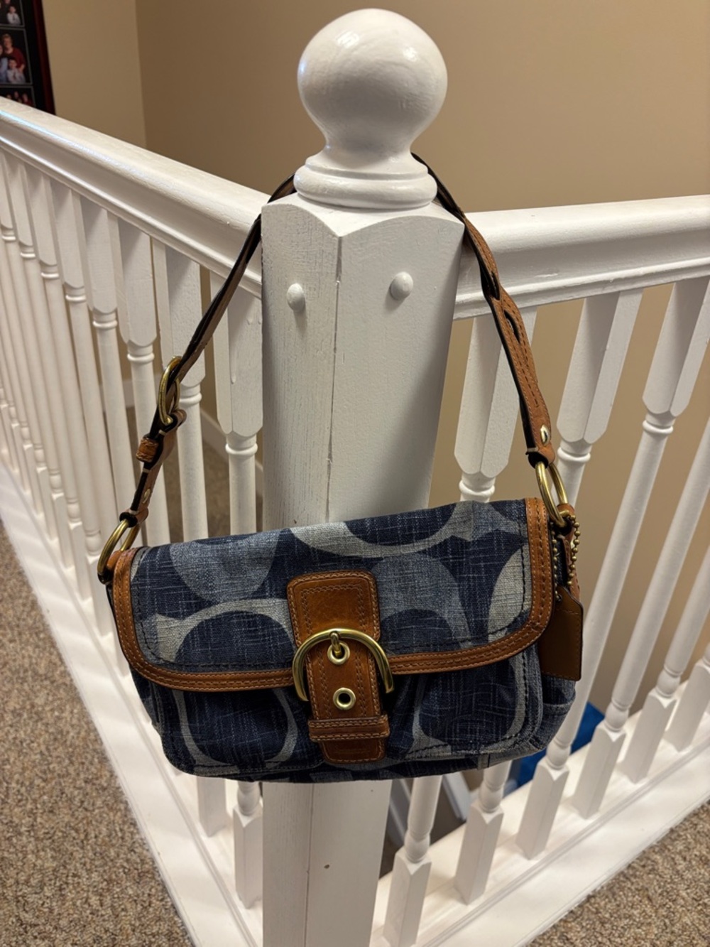 Vintage Coach soho denim buckle shoulder bag